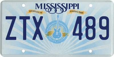 MS license plate ZTX489