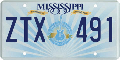 MS license plate ZTX491