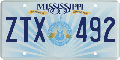 MS license plate ZTX492