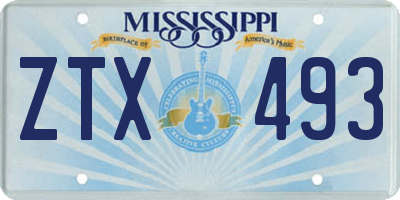 MS license plate ZTX493