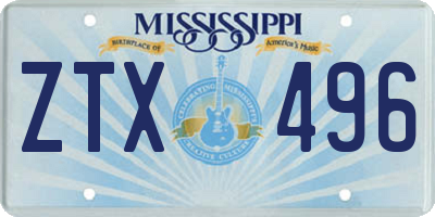 MS license plate ZTX496
