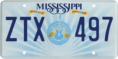 MS license plate ZTX497