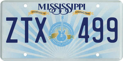 MS license plate ZTX499