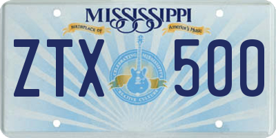 MS license plate ZTX500