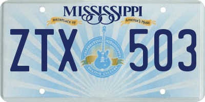 MS license plate ZTX503