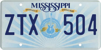 MS license plate ZTX504