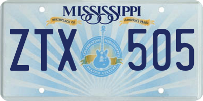 MS license plate ZTX505