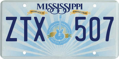 MS license plate ZTX507
