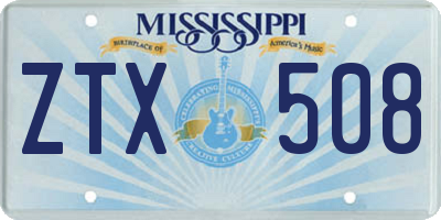 MS license plate ZTX508