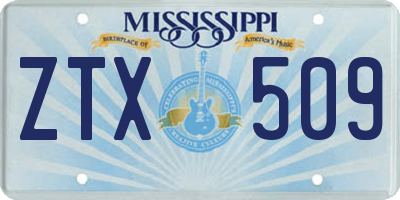 MS license plate ZTX509