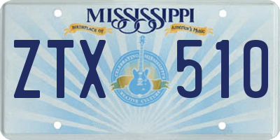 MS license plate ZTX510