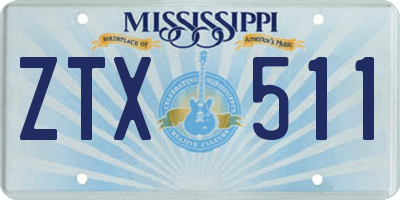 MS license plate ZTX511