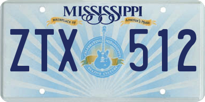 MS license plate ZTX512