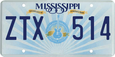 MS license plate ZTX514