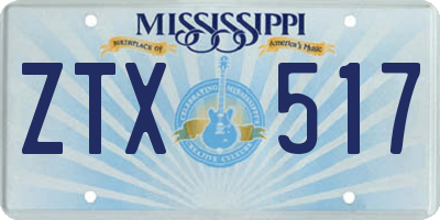 MS license plate ZTX517