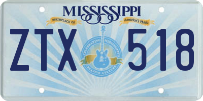 MS license plate ZTX518