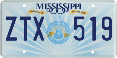 MS license plate ZTX519