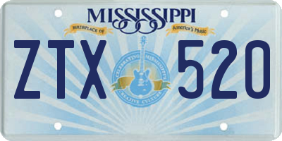 MS license plate ZTX520