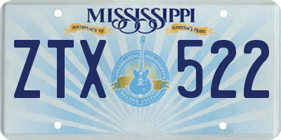MS license plate ZTX522