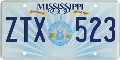 MS license plate ZTX523