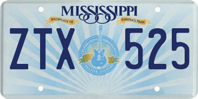 MS license plate ZTX525