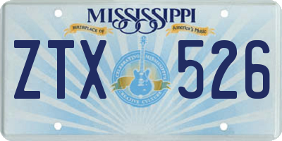MS license plate ZTX526