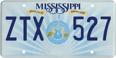 MS license plate ZTX527