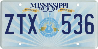 MS license plate ZTX536