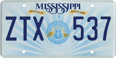 MS license plate ZTX537
