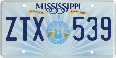 MS license plate ZTX539