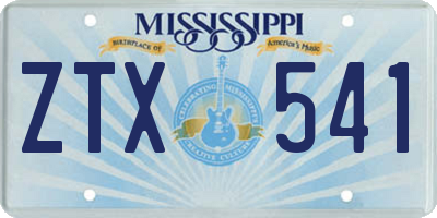 MS license plate ZTX541
