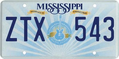 MS license plate ZTX543