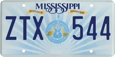 MS license plate ZTX544