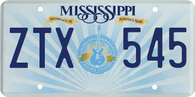 MS license plate ZTX545
