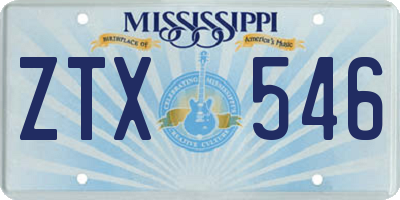MS license plate ZTX546