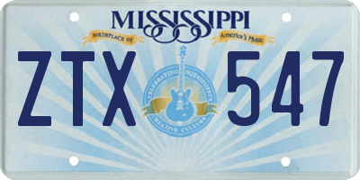 MS license plate ZTX547