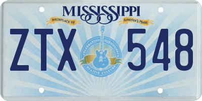 MS license plate ZTX548