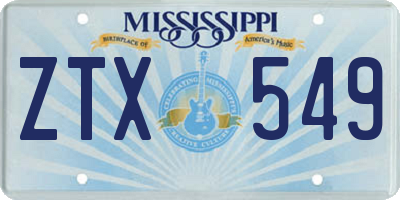 MS license plate ZTX549