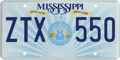 MS license plate ZTX550