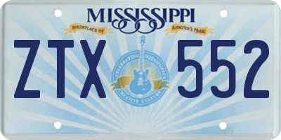 MS license plate ZTX552