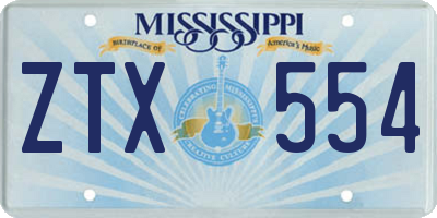 MS license plate ZTX554
