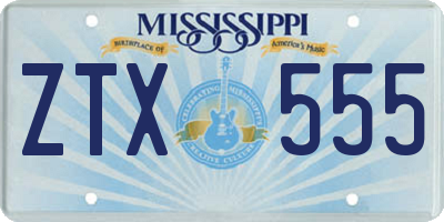MS license plate ZTX555