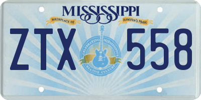 MS license plate ZTX558