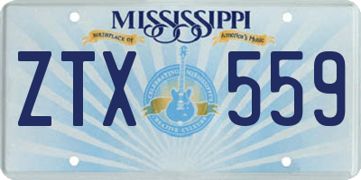 MS license plate ZTX559