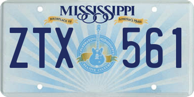 MS license plate ZTX561