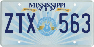 MS license plate ZTX563