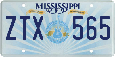 MS license plate ZTX565