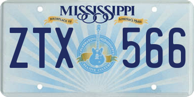 MS license plate ZTX566
