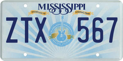 MS license plate ZTX567