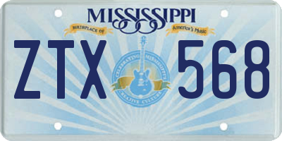 MS license plate ZTX568